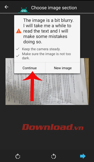 <p><strong>Bước 4:</strong> Lúc này, trên màn hình sẽ hiển thị một thông báo, hãy nhấn vào nút <strong>Continue</strong>.</p>