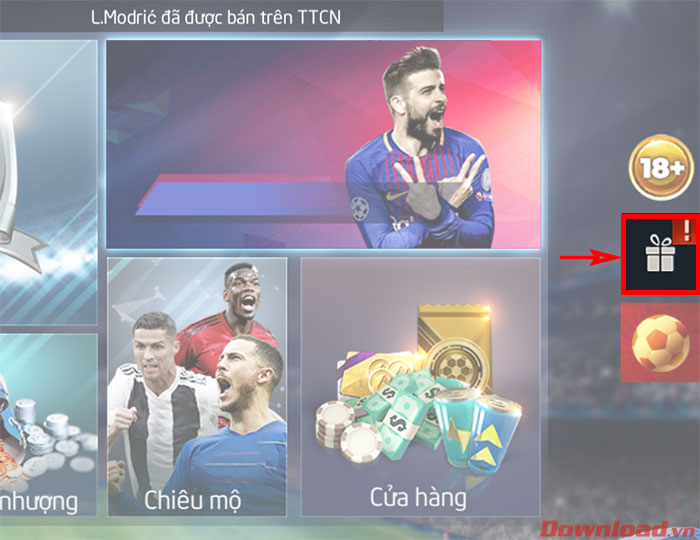 Nút hình hộp quà ở bên phải