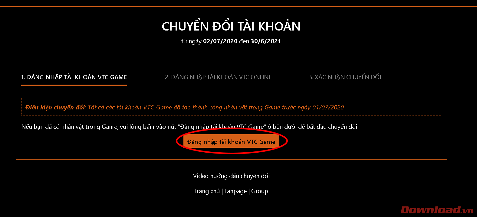 Đăng nhập tài khoản VTC Game