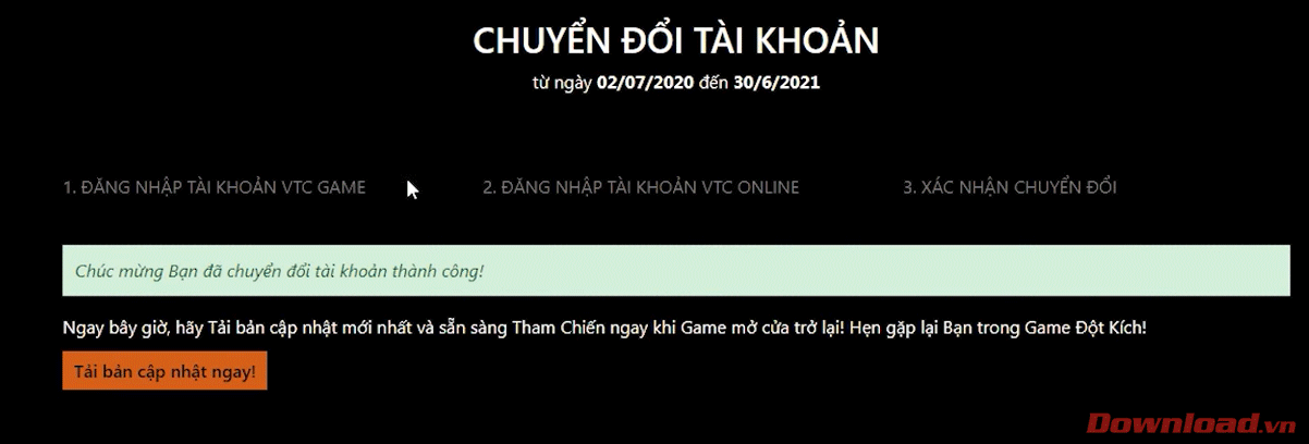 Hoàn thành chuyển đổi