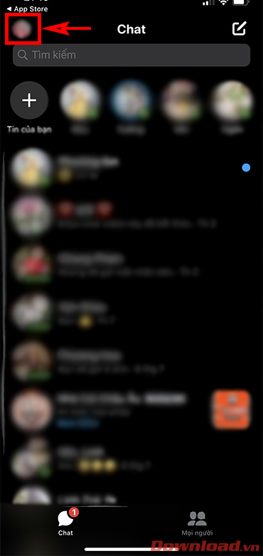 nhấn vào hình đại diện thu nhỏ