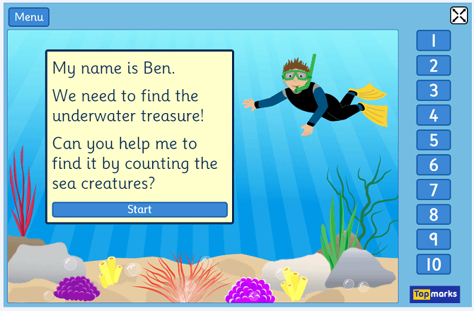 Game học toán Underwater Counting