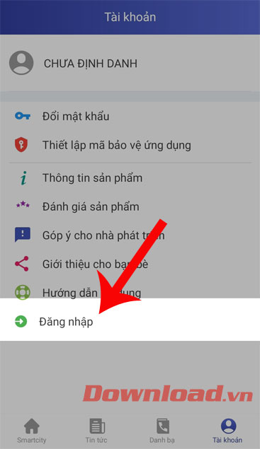 Nhấn nút Đăng nhập