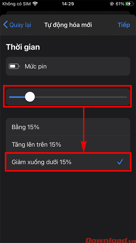 Giảm xuống dưới 15%