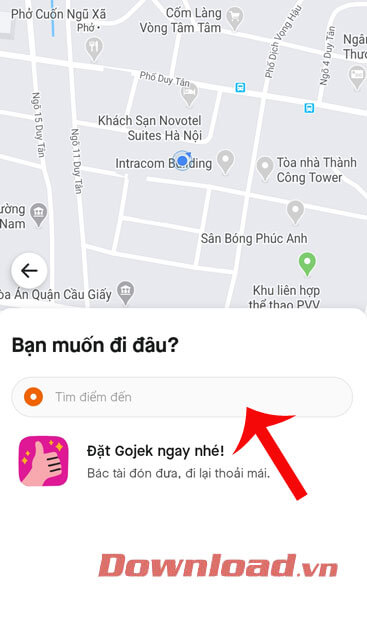 Nhập địa chỉ muốn đến