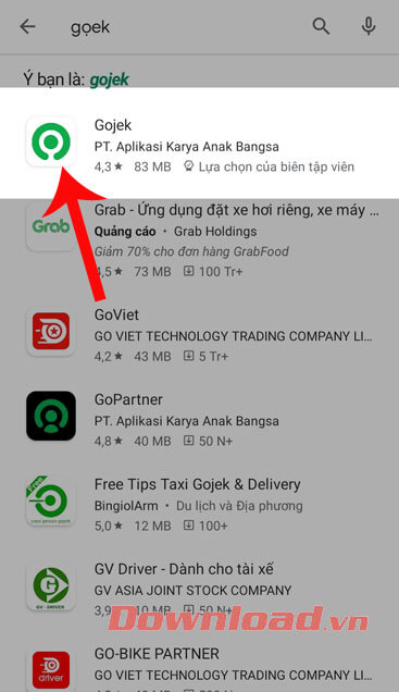 Nhập từ khóa Gojek