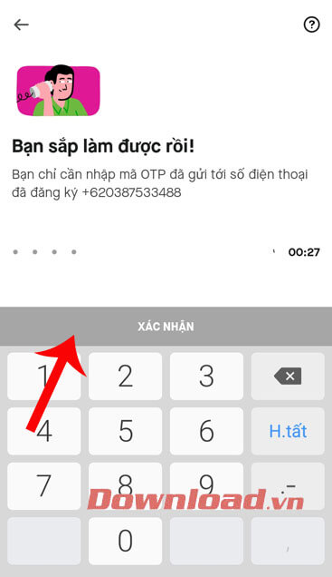 Nhập mã xác nhận