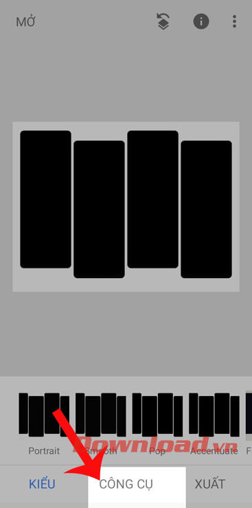 Nhấn vào mục Công cụ