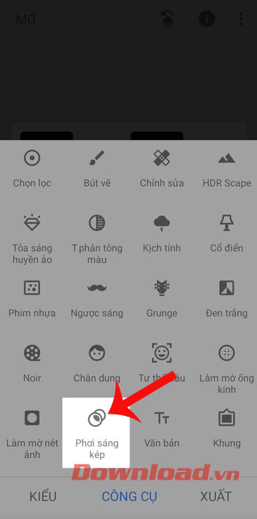 Chọn tính năng Phơi sáng kép