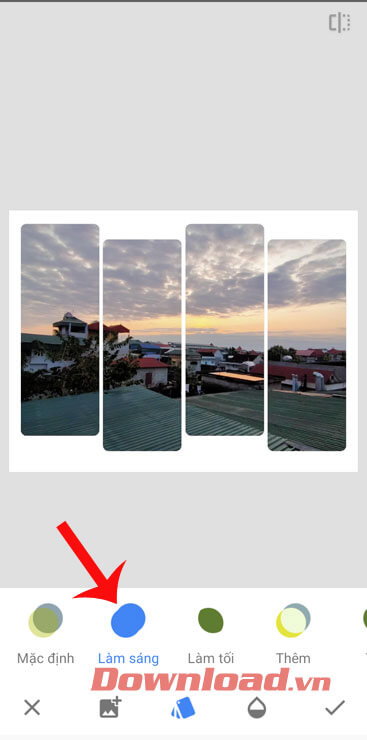 Chọn tính năng Làm sáng