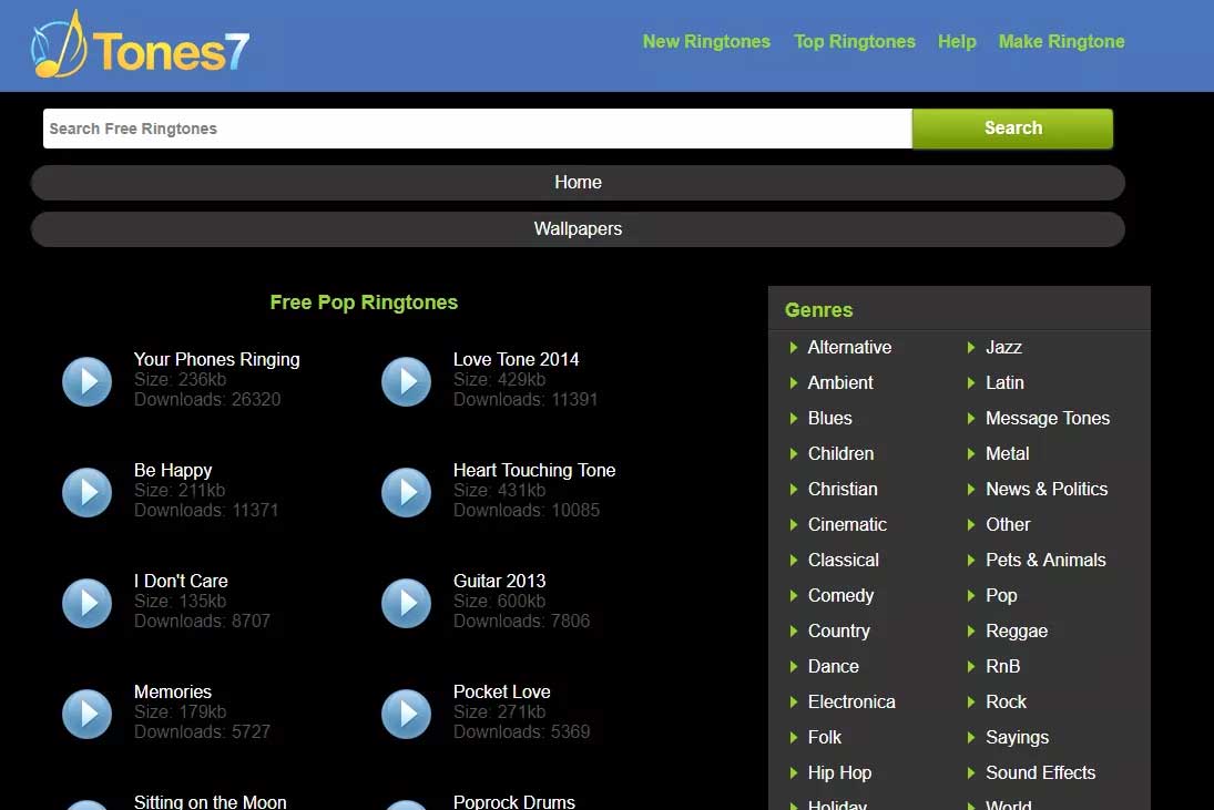 Web tải nhạc chuông Tones7