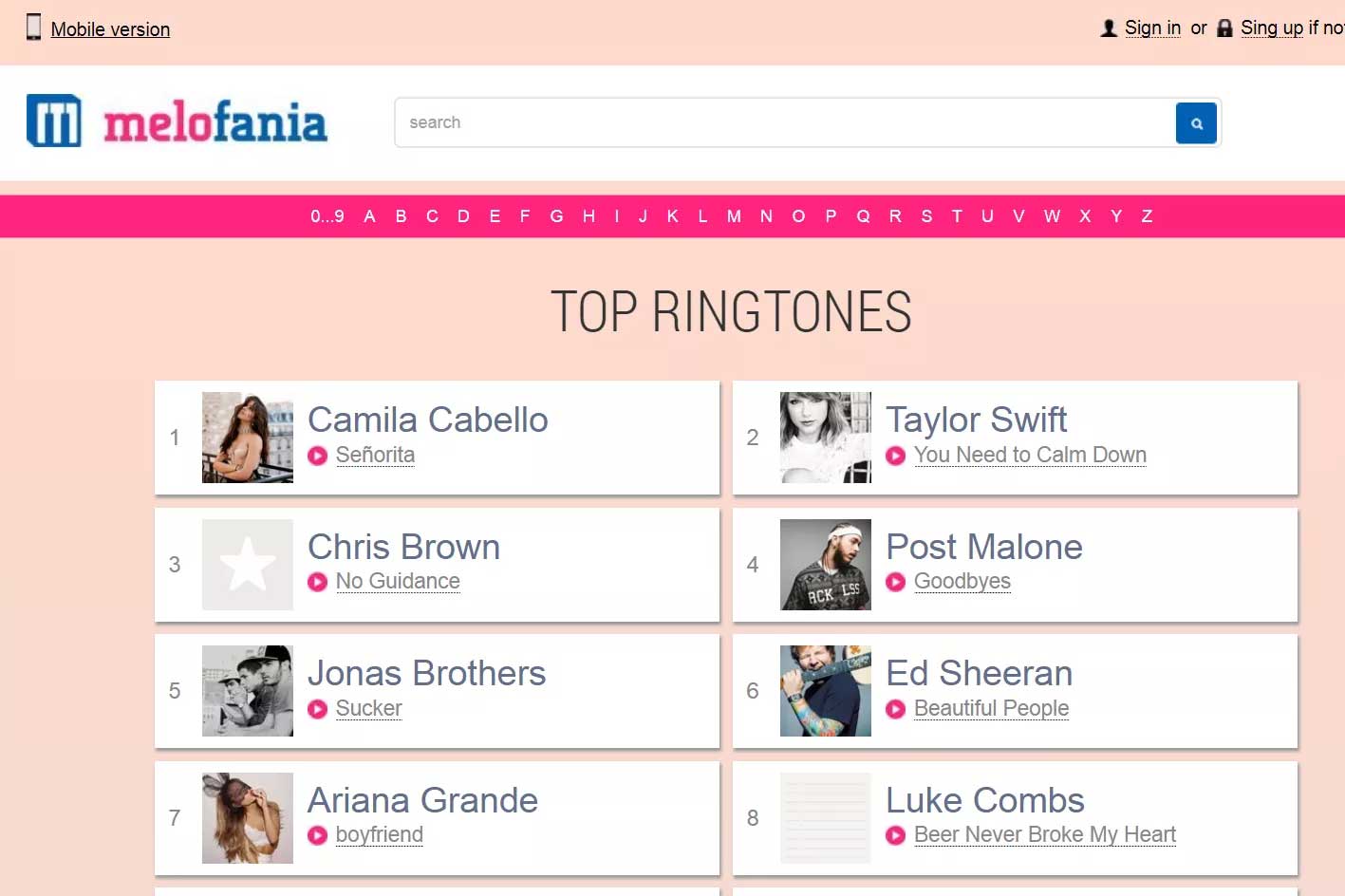 Web tải nhạc chuông miễn phí