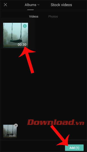 Chọn video cần chỉnh sửa