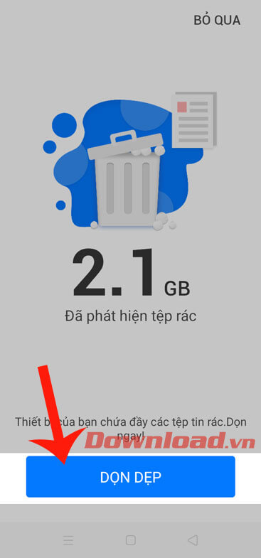 Nhấn nút Dọn dẹp