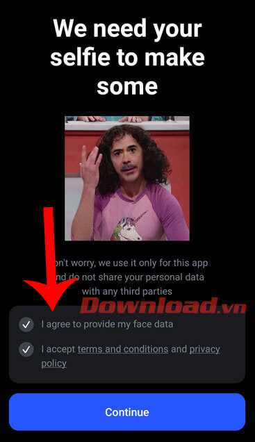 Ấn vào nút Continue