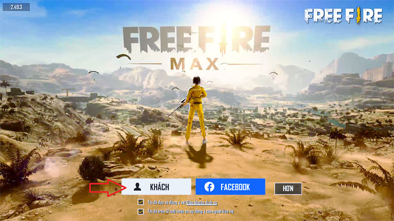 Tick vào nút tài khoản khách.