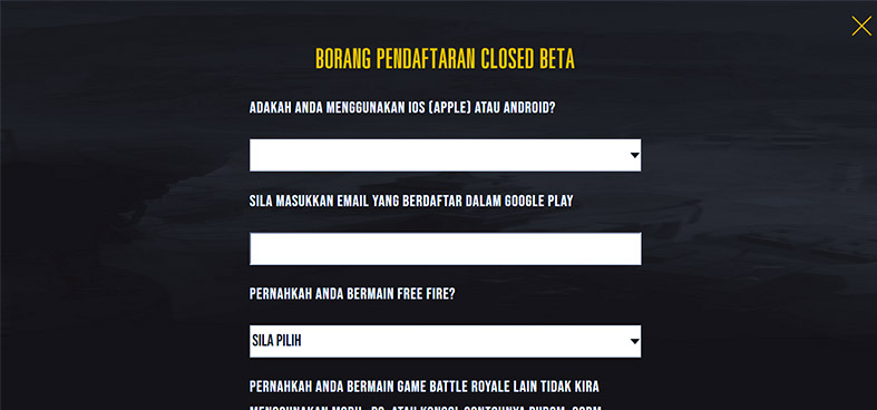 Bảng đăng kí Free Fire MAX.