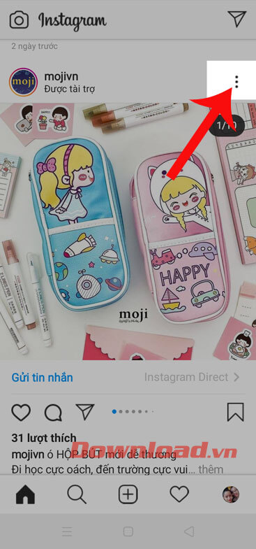 Nhấn vào biểu tượng dấu ba chấm