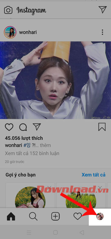 Nhấn vào biểu tượng tài khoản