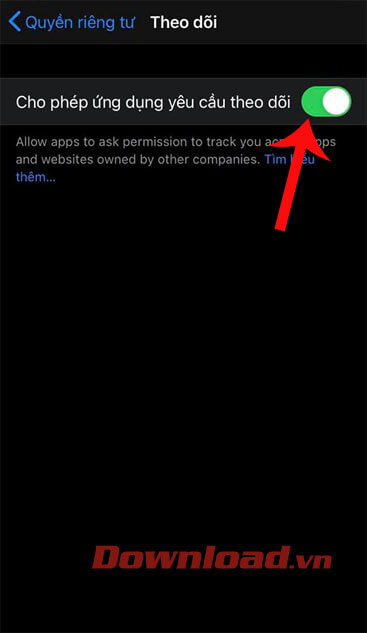 Cho phép ứng dụng yêu cầu theo dõi