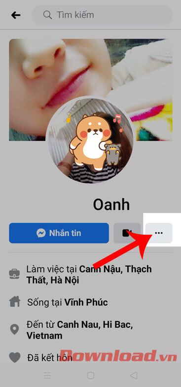 Nhấn vào mục dấu ba chấm