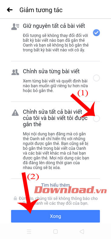 Ấn vào mục Chỉnh sửa tất cả bài viết của tôi và bài viết tôi gắn thẻ