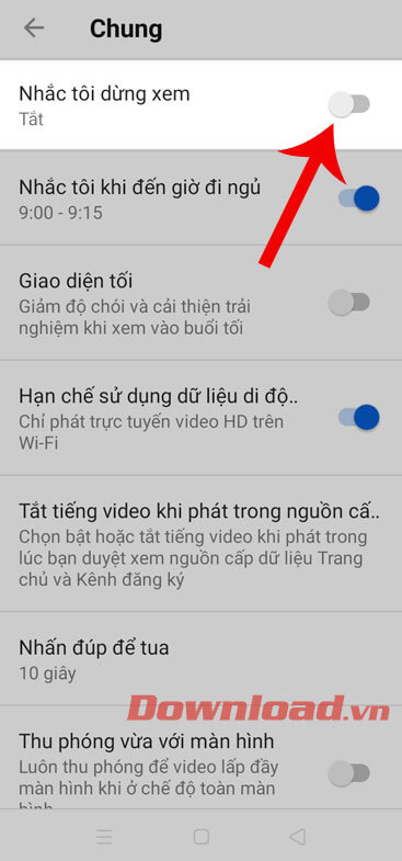 Ấn nút Nhắc tôi dừng xem