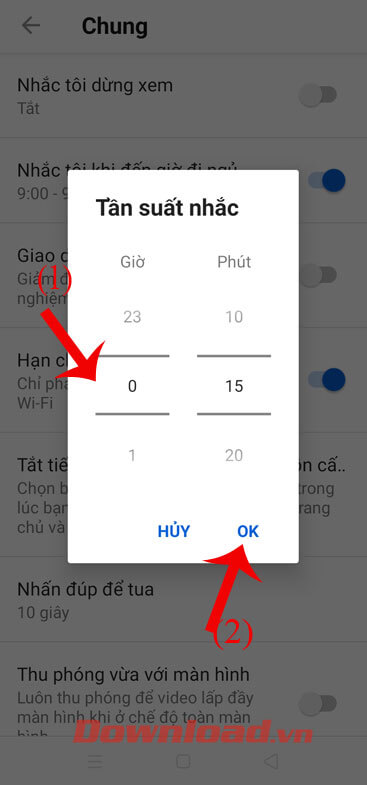Đặt tần suất nhắc nhở
