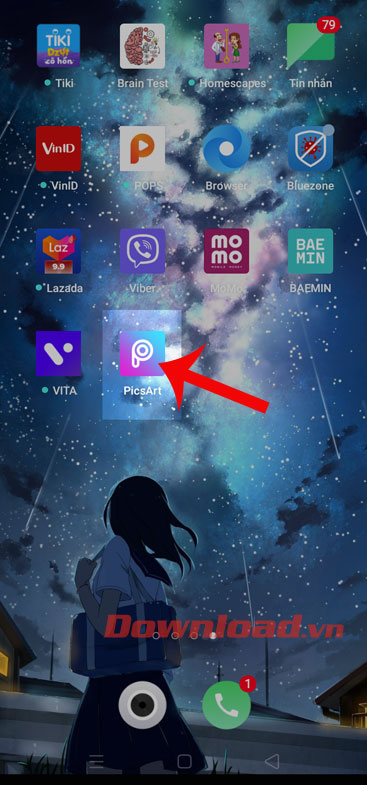 Mở ứng dụng PicsArt