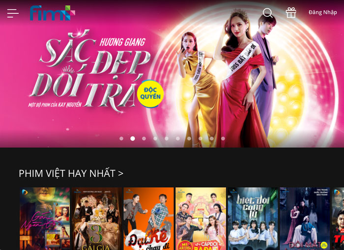 Giao diện trang chủ Fim+