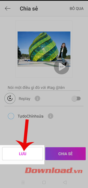 Chạm vào nút Lưu