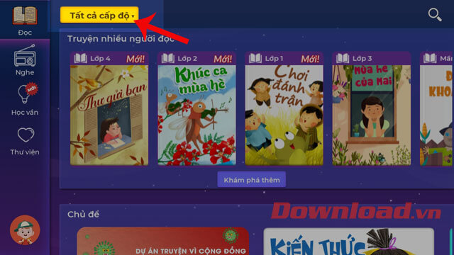 Ấn vào mục Tất cả cấp độ