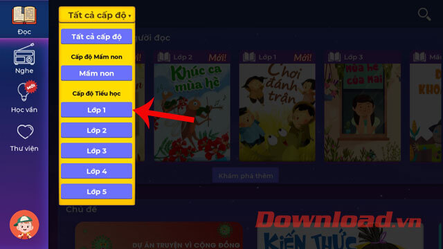 Chọn cấp độ cho bé