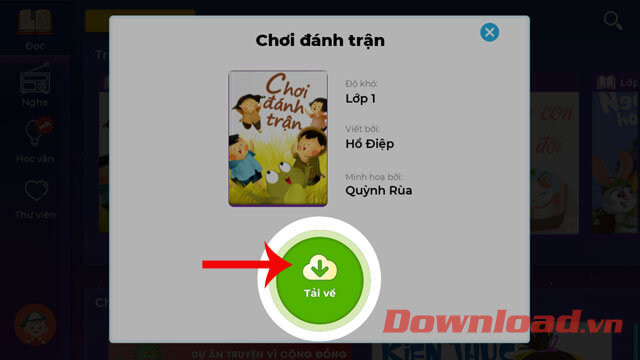 Chạm vào nút tải về