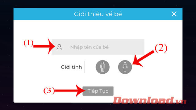 Điền tên và giới tính
