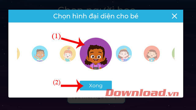 Chọn ảnh đại diện cho bé