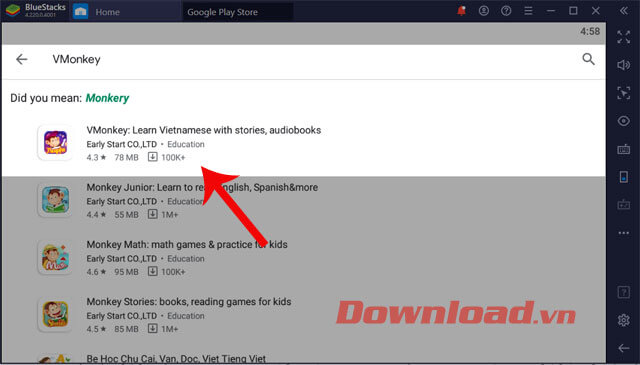 Nhấn vào ô tìm kiếm và nhập từ khóa VMonkey
