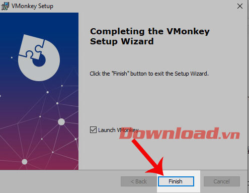 Nhấn vào nút Finish