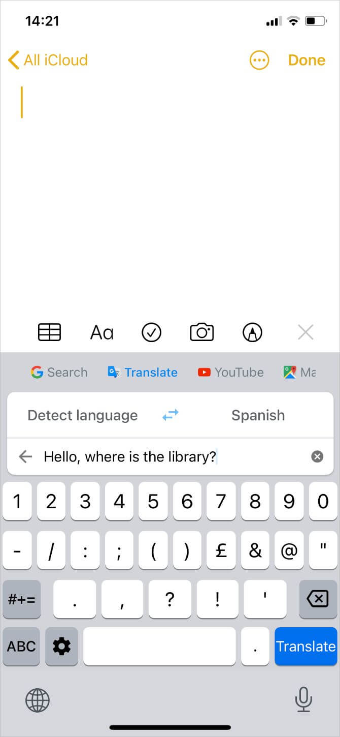 Màn hình biên dịch của Gboard