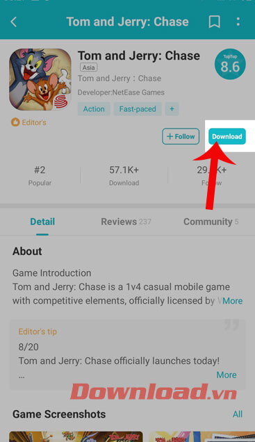 Ấn vào nút Download