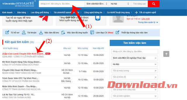 Tìm kiếm và nhấn vào tên công y bạn muốn chọn 