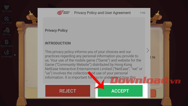 Nhấn vào nút Accept