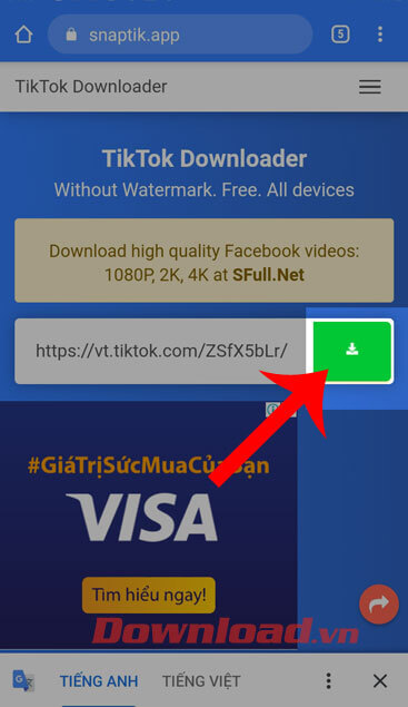 <p><strong>Bước 6:</strong> Chạm vào nút có <strong>biểu tượng tải xuống</strong> ở phía bên cạnh.</p>
