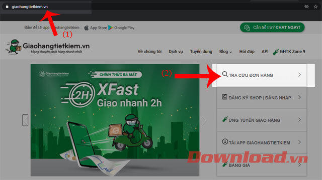 Truy cập vào đường link và ấn vào nút Tra cứu đơn hàng