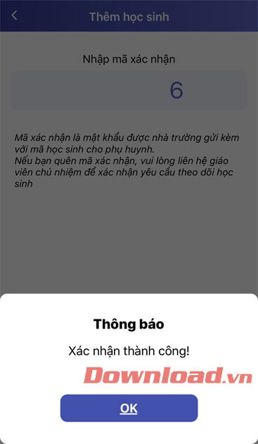 Thông báo Xác nhận thành công