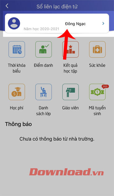 Ấn vào tên của học sinh đã thêm trước đó