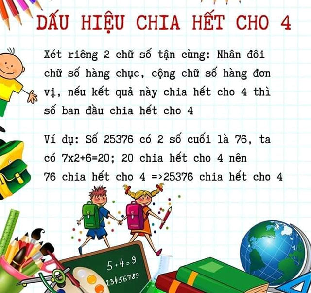 Dấu hiệu chia hết cho 4