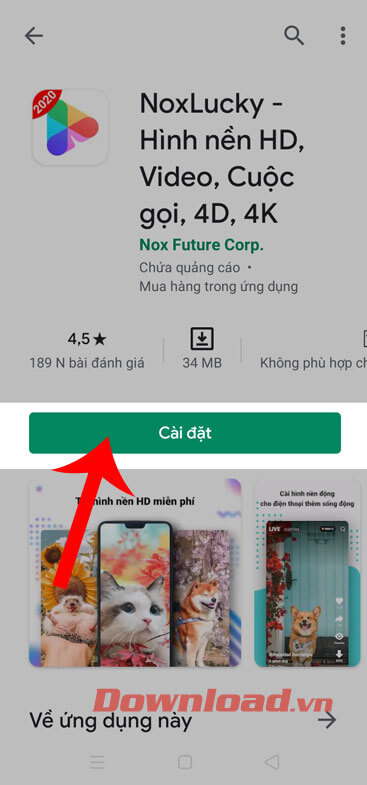 Ấn nút Cài đặt