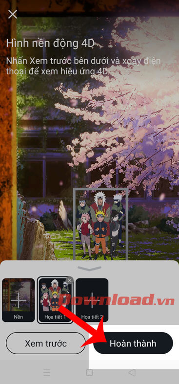 Điều chỉnh kích thước rồi nhấn nút Hoàn thành 