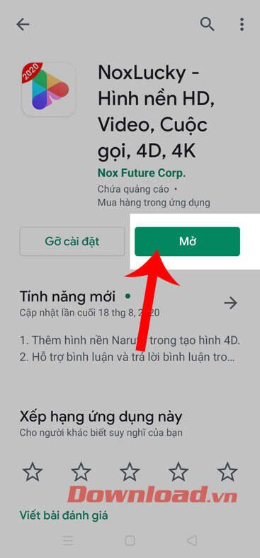 Nhấn vào nút Mở
